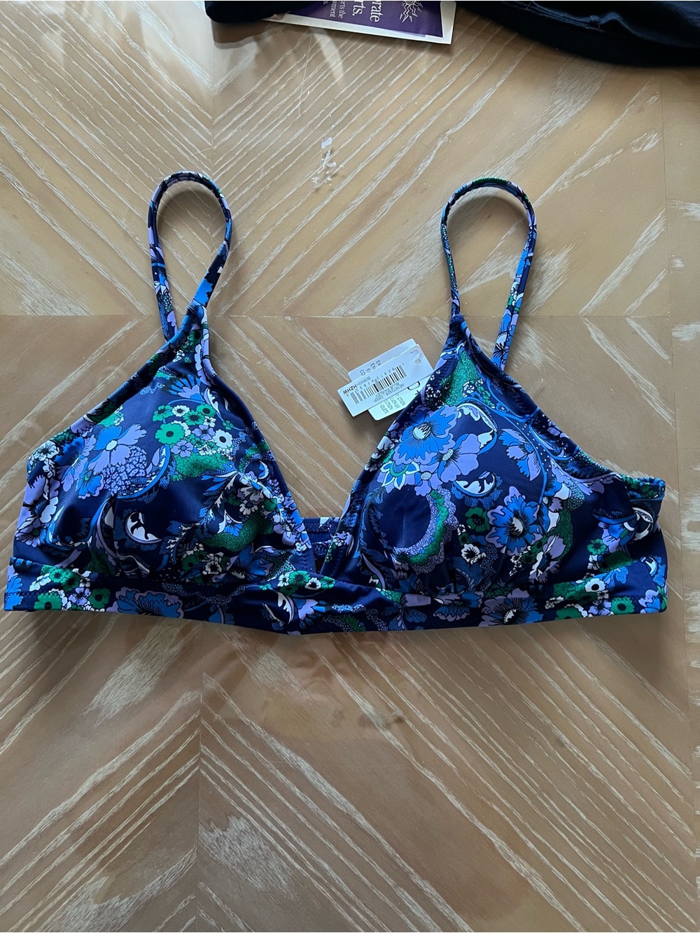 Amazon Essentials Blue Floral Triangle Swimsuit top